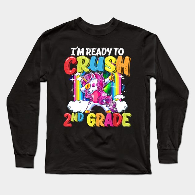 2nd Grade Dabbing Unicorn Back To School Girls Long Sleeve T-Shirt by FONSbually